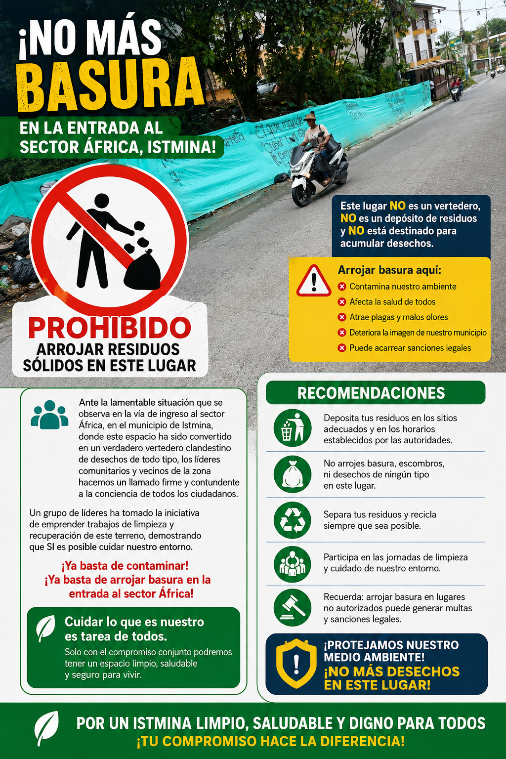 📢 ¡NO MÁS BASURA EN LA ENTRADA AL SECTOR ÁFRICA, ISTMINA!🆘