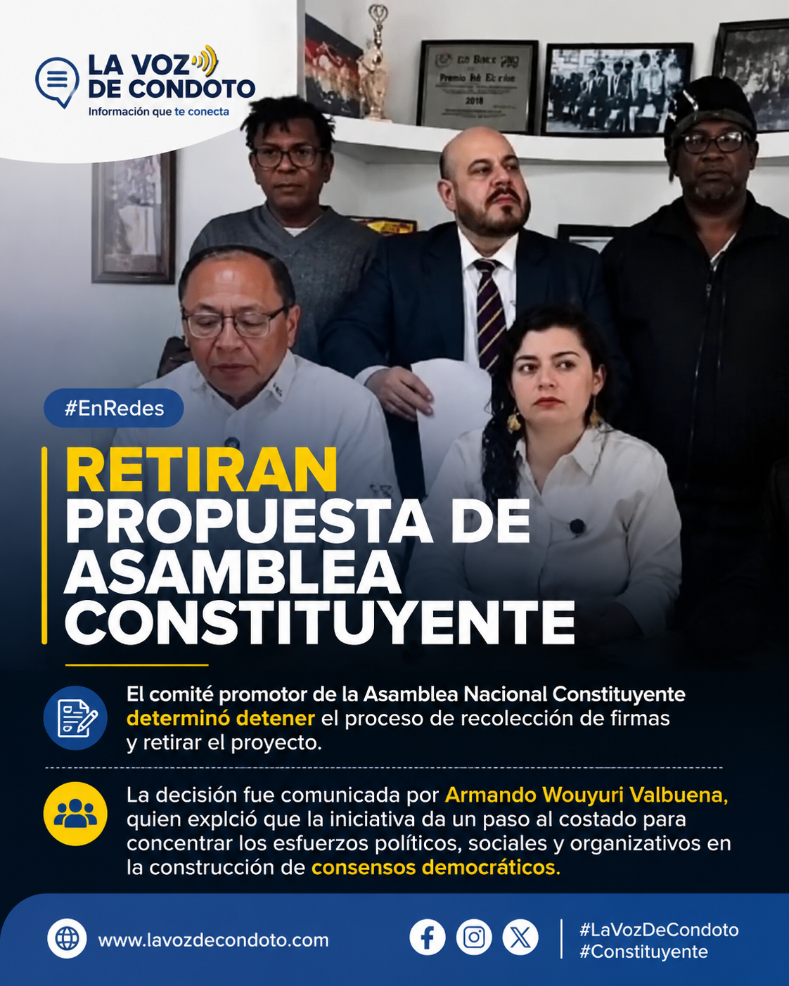 Comité por Asamblea Nacional Constituyente detiene el proceso de Firmas.